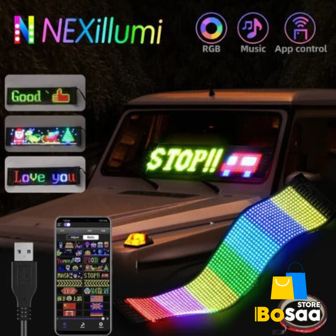 Pantalla LED Flexible 7x17cm para Auto Personalizable con Conexión USB