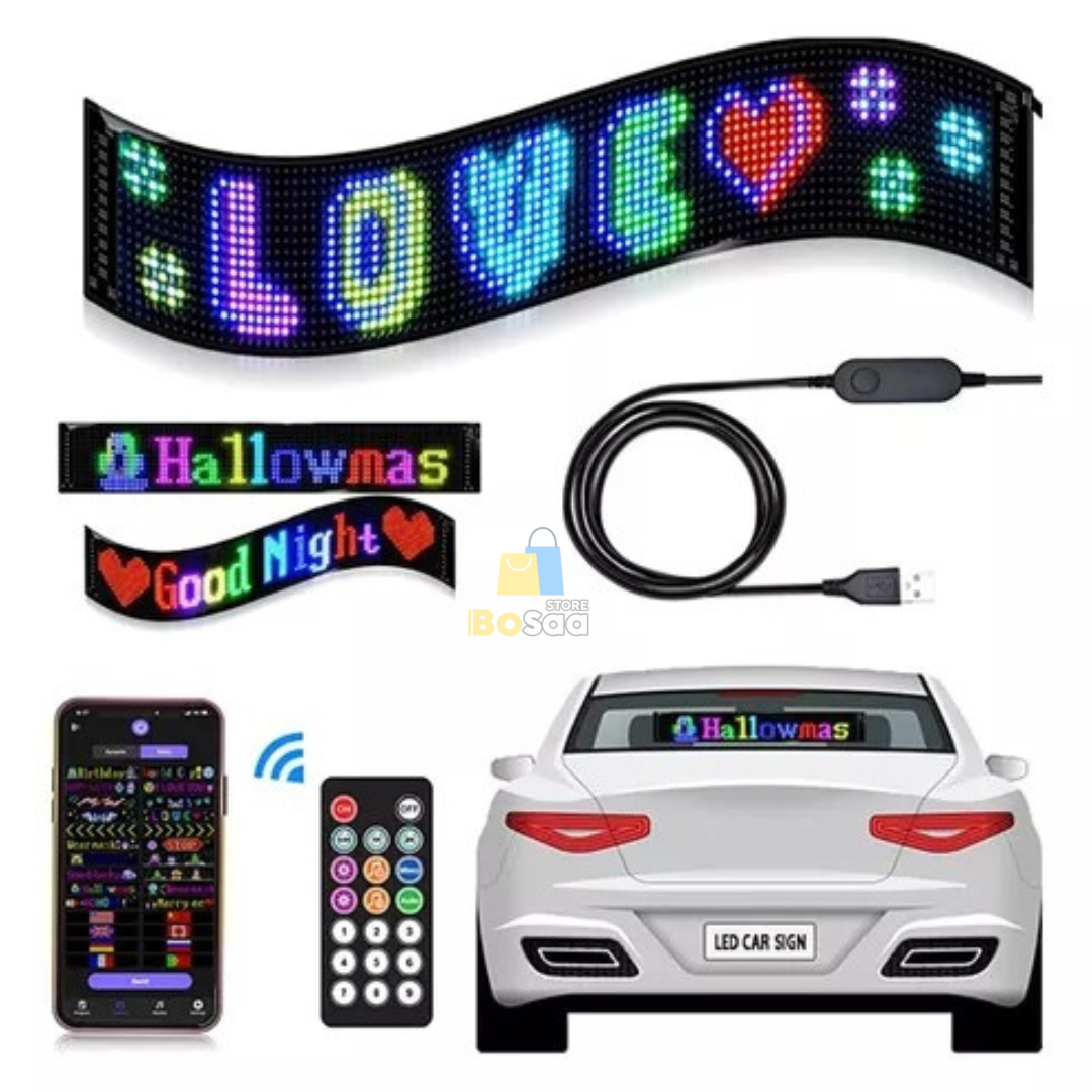 Pantalla LED Flexible 7x17cm para Auto Personalizable con Conexión USB